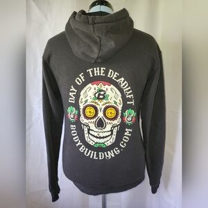 Bodybuilding.com- Women's size Small- Black 'Day of the Deadlift' Zip Up Hoodie